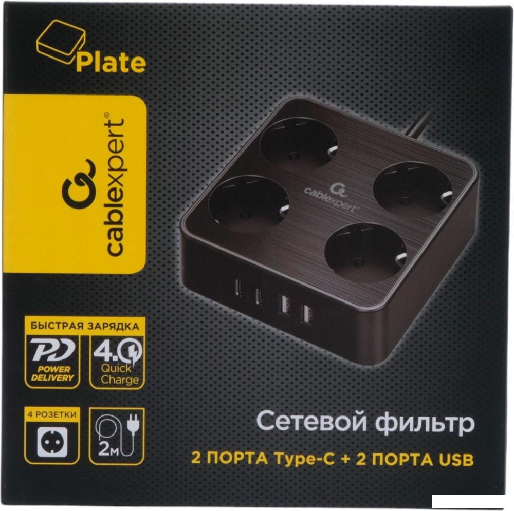 Стабилизаторы, сетевые фильтры, удлинители Cablexpert PLT-4-C2U2-B-2