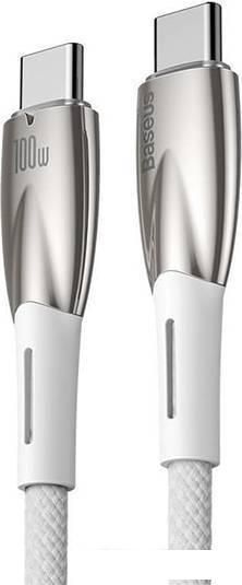 Кабель Baseus Glimmer Series Fast Charging Data Cable USB Type-C - Type-C 100W CADH000702 (1 м, белый)
