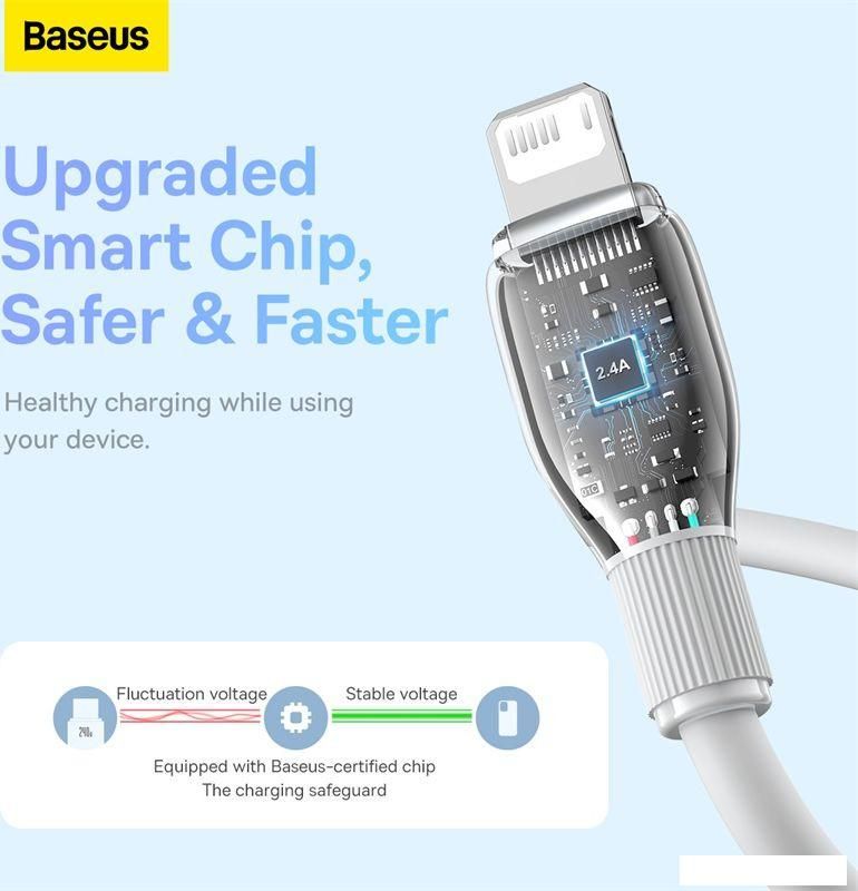 Кабель Baseus Pudding Series Fast Charging Cable 2.4A USB Type-A - Lightning (1.2 м, белый)
