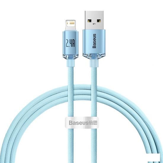 Кабель Baseus Crystal Shine USB Type-A - Lightning (1.2 м, голубой)