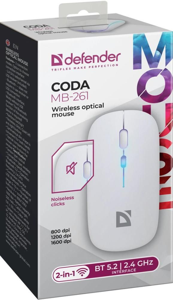 Мышь Defender Coda MB-261 (белый)