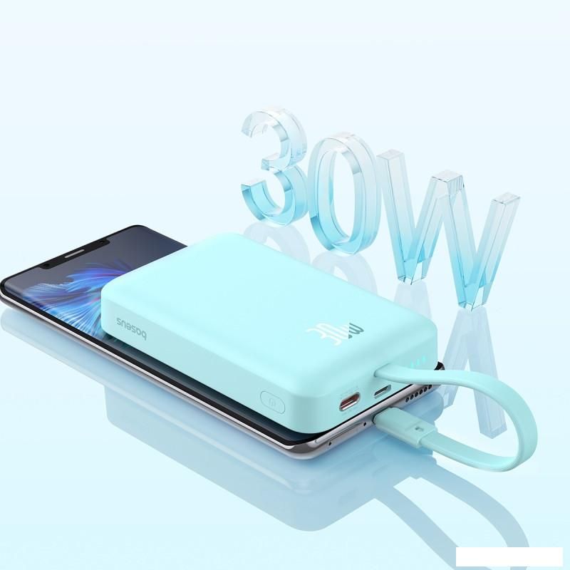 Внешний аккумулятор Baseus Magnetic Fast Charge Power Bank Type-C Edition 30W 10000mAh (мятный)