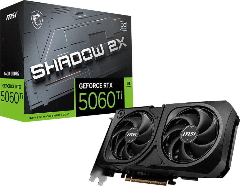 Видеокарта MSI GeForce RTX 5060 Ti 16G Shadow 2X OC Plus