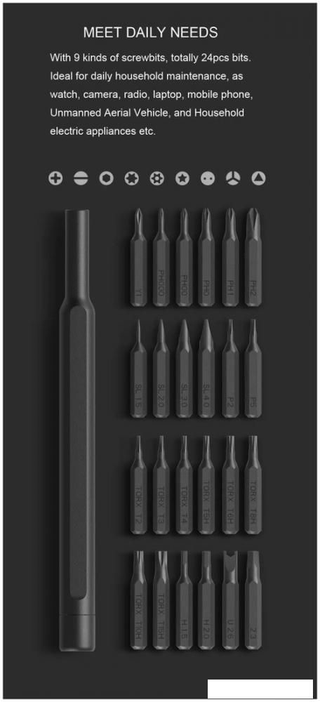 Набор отвертка с битами Xiaomi Mi Precision Screwdriver Kit MJJXLSD002QW (25 предметов)