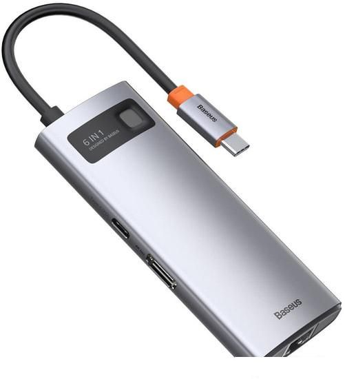 Док-станция Baseus Metal Gleam Series 6-in-1 Multifunctional USB Type C CAHUB-CW0G