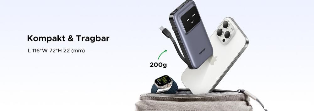 Внешний аккумулятор Ugreen PB511 10000mAh (серый)