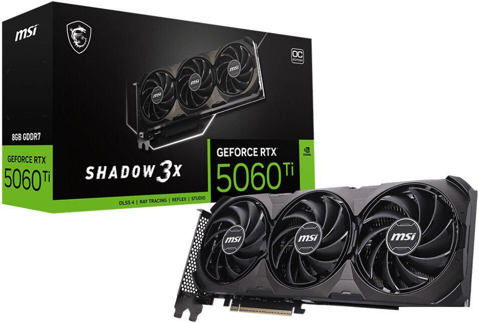 Видеокарта MSI GeForce RTX 5060 Ti 8G Shadow 3X OC Classic