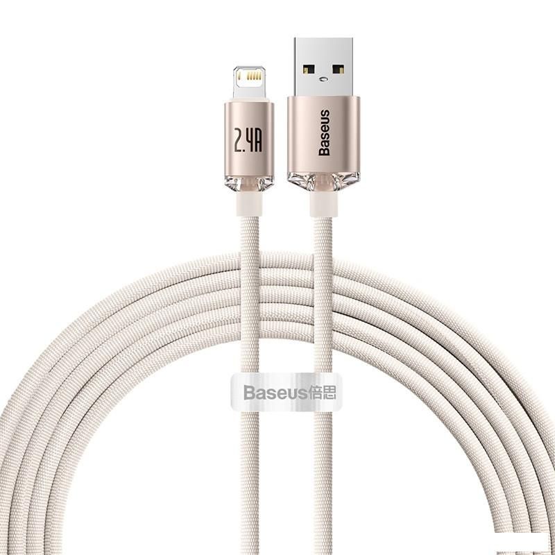 Кабель Baseus Crystal Shine USB Type-A - Lightning (2 м, розовый)