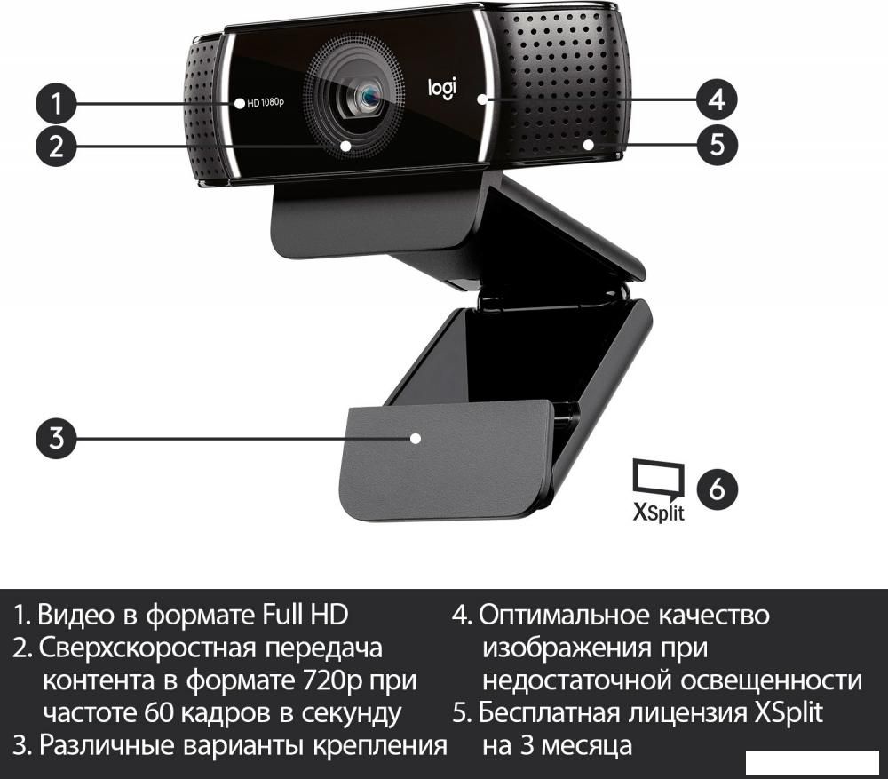 Веб-камера для стриминга Logitech C922 Pro Stream