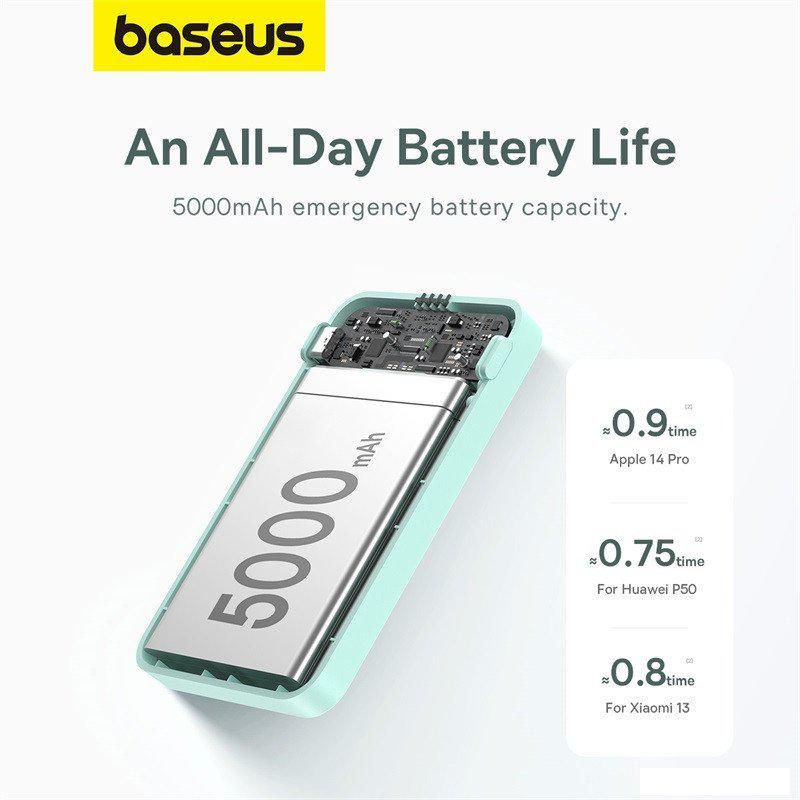 Внешний аккумулятор Baseus MagPro Magnetic Bracket Wireless Fast-Charging Power Bank 20W 5000mAh (мятный)