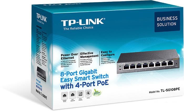 Настраиваемый коммутатор TP-Link TL-SG108PE