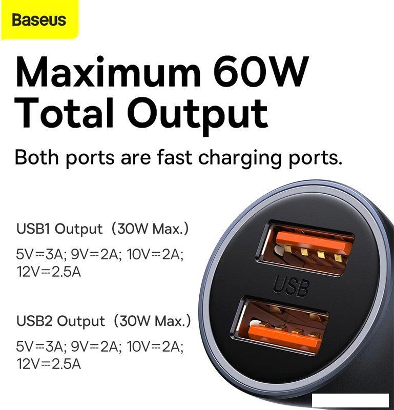 Автомобильное зарядное Baseus CGJM000013