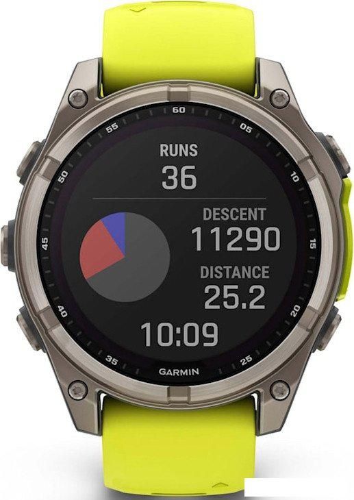 Умные часы Garmin Fenix 8 Solar, Sapphire 47мм (титановый серый с желтым ремешком)