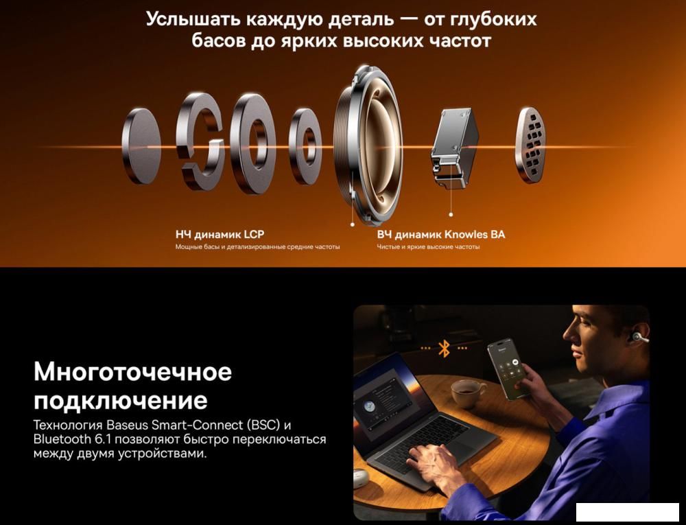 Наушники Baseus Inspire XC1 (бежевый)