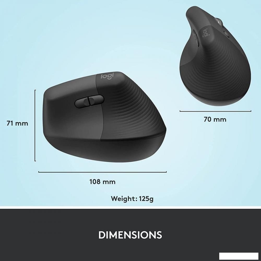 Вертикальная мышь Logitech Lift (графит)