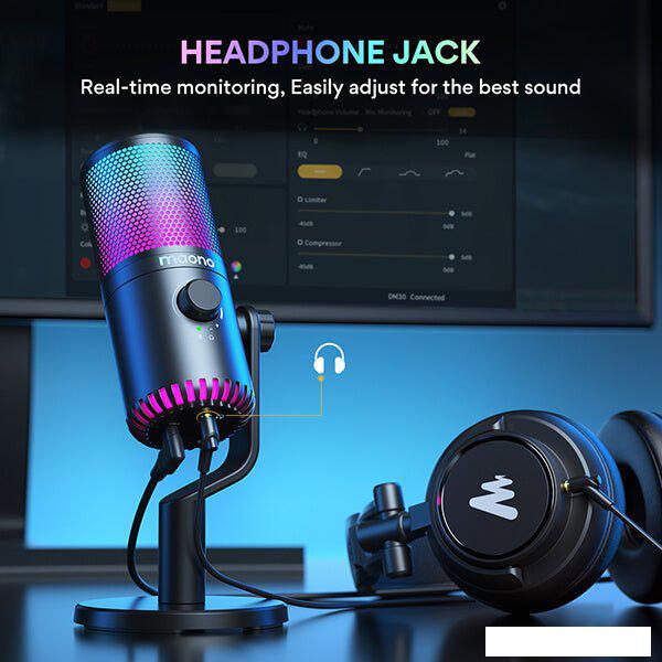 Проводной микрофон Maono DM30 RGB (черный)