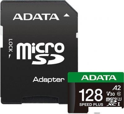 Карта памяти ADATA SPEED PLUS microSDXC 128GB UD128GUI3V30A2SP-RA1 (с адаптером)