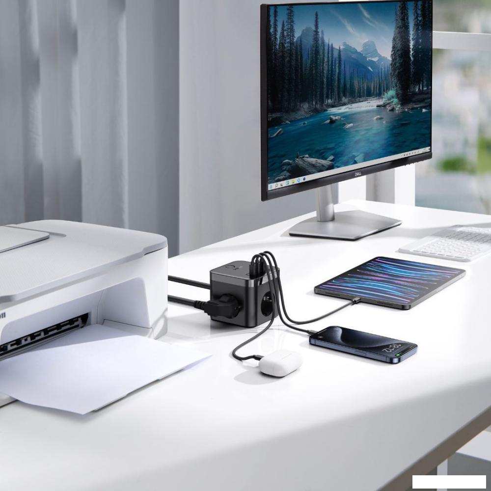 Сетевое зарядное Baseus PowerCombo Cube Power Strip 3AC+2U+2C 30W E00066400117-00