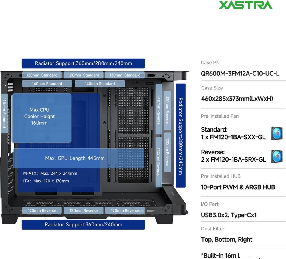 Корпус XASTRA QR600M 3ARGB C10-UC (черный)
