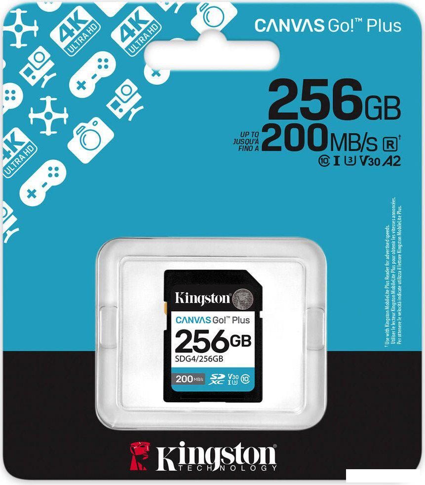 Карта памяти Kingston Canvas Go! Plus SDXC 256GB SDG4/256GB