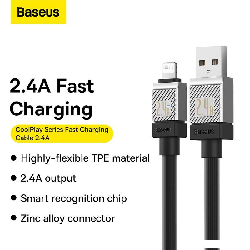 Кабель Baseus CoolPlay Series Fast Charging Data Cable 2.4A USB Type-A - Lightning (2 м, черный)