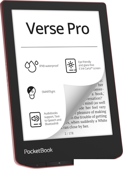 Электронная книга PocketBook A4 634 Verse Pro (страстно-красный)