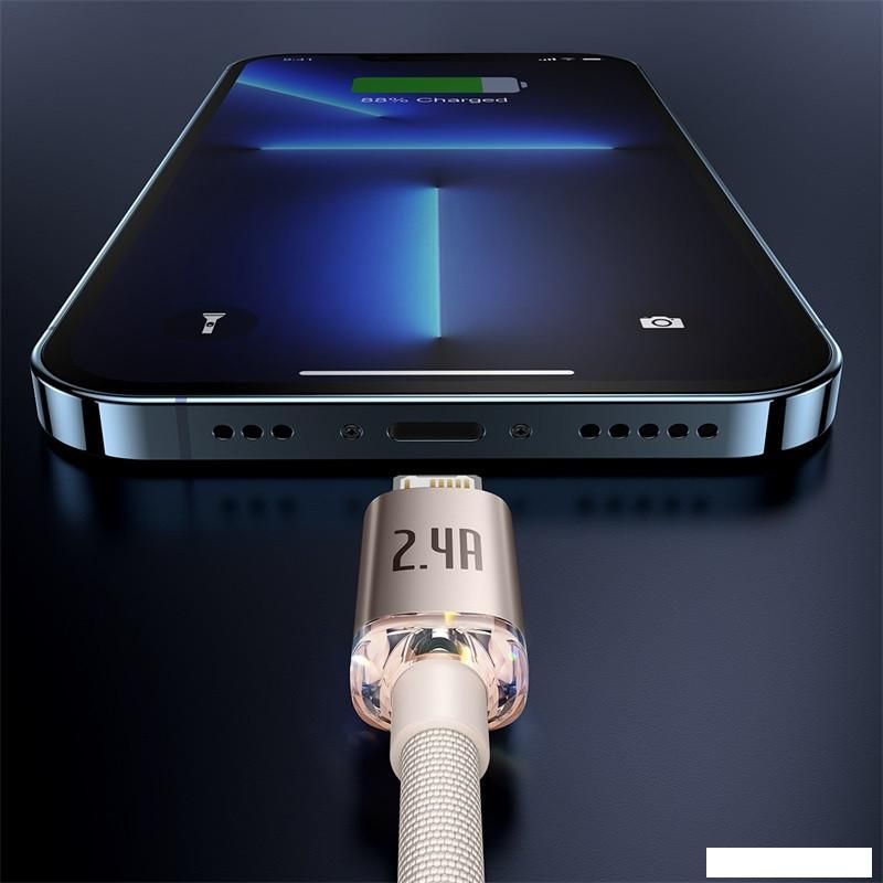 Кабель Baseus Crystal Shine USB Type-A - Lightning (1.2 м, розовый)