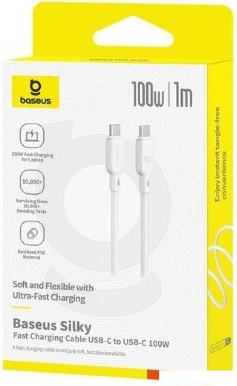 Кабель Baseus Silky Series Fast Charging Cable 100W USB Type-C - USB Type-C (1 м, белый)