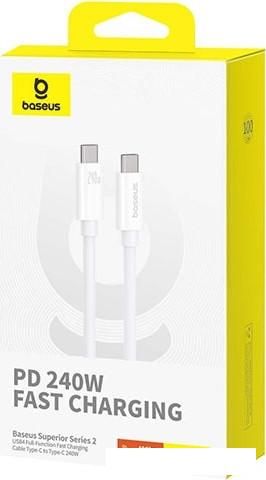 Кабель Baseus Superior Series 2 USB4 Full-Function Fast Charging Cable 240W USB Type-C - USB Type-C (1 м, белый)