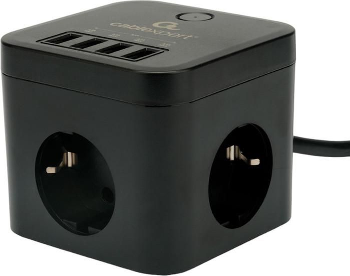 Сетевой фильтр Cablexpert CUBE-3-U4-B-1.5