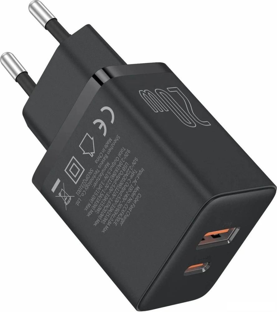 Сетевое зарядное Baseus Cube Fast Charger C+U 20W P10111403113-00 (черный)