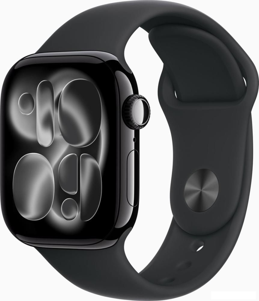 Умные часы Apple Watch Series 11 42 мм (алюминиевый корпус, черный/черный, спортивный силиконовый ремешок M/L)