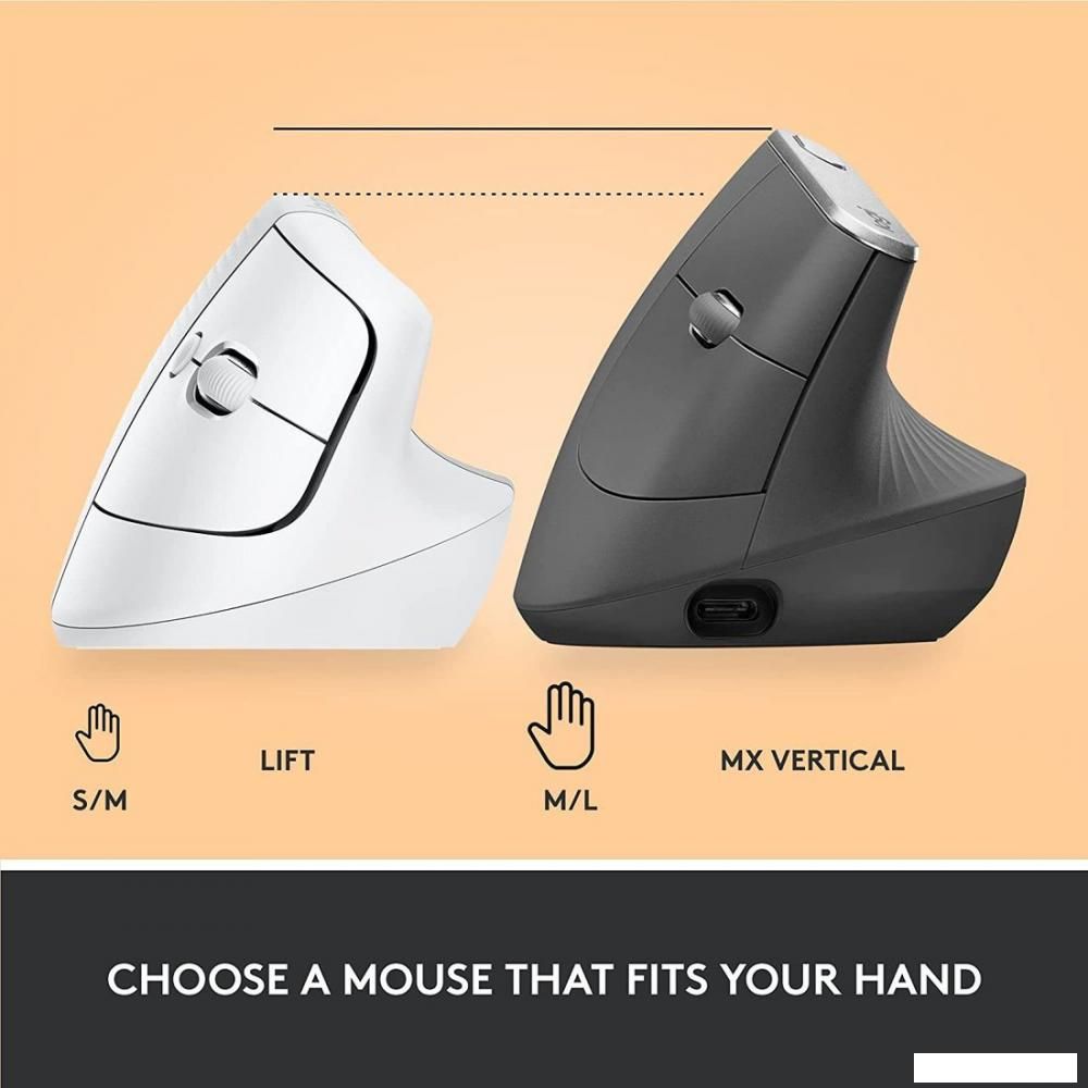 Вертикальная мышь Logitech Lift (белый)