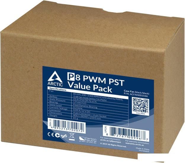 Комплект вентиляторов для корпуса Arctic P8 PWM PST ACFAN00154A (5 шт)