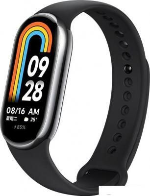 Фитнес-браслет Xiaomi Smart Band 8 (серый, с черным силиконовым ремешком, китайская версия)