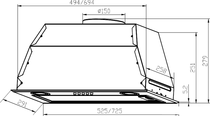 Кухонная вытяжка LEX GS Bloc P 600 (слоновая кость)