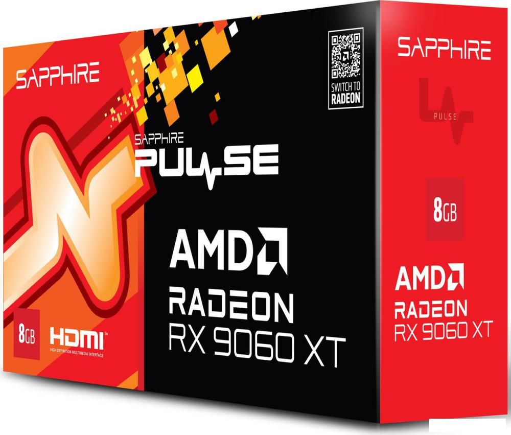 Видеокарта Sapphire Pulse Radeon RX 9060 XT 8GB 11350-04-20G