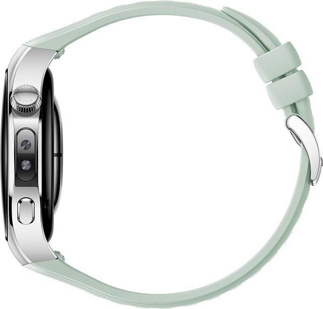 Умные часы Huawei Watch 5 42 мм (серебристый, с зеленым силиконовым ремешком, международная версия)