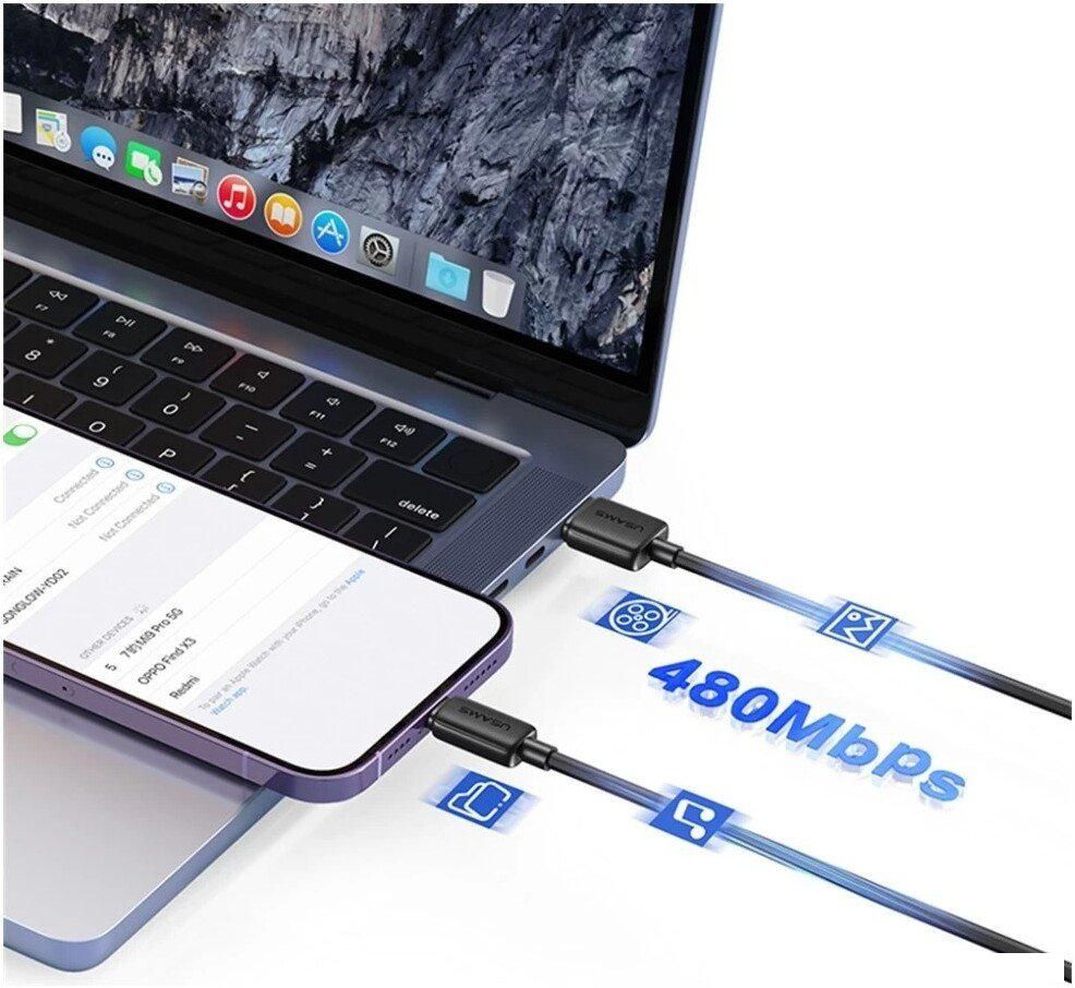 Кабель Usams US-SJ689 USB Type-A - Lightning (1 м, черный)