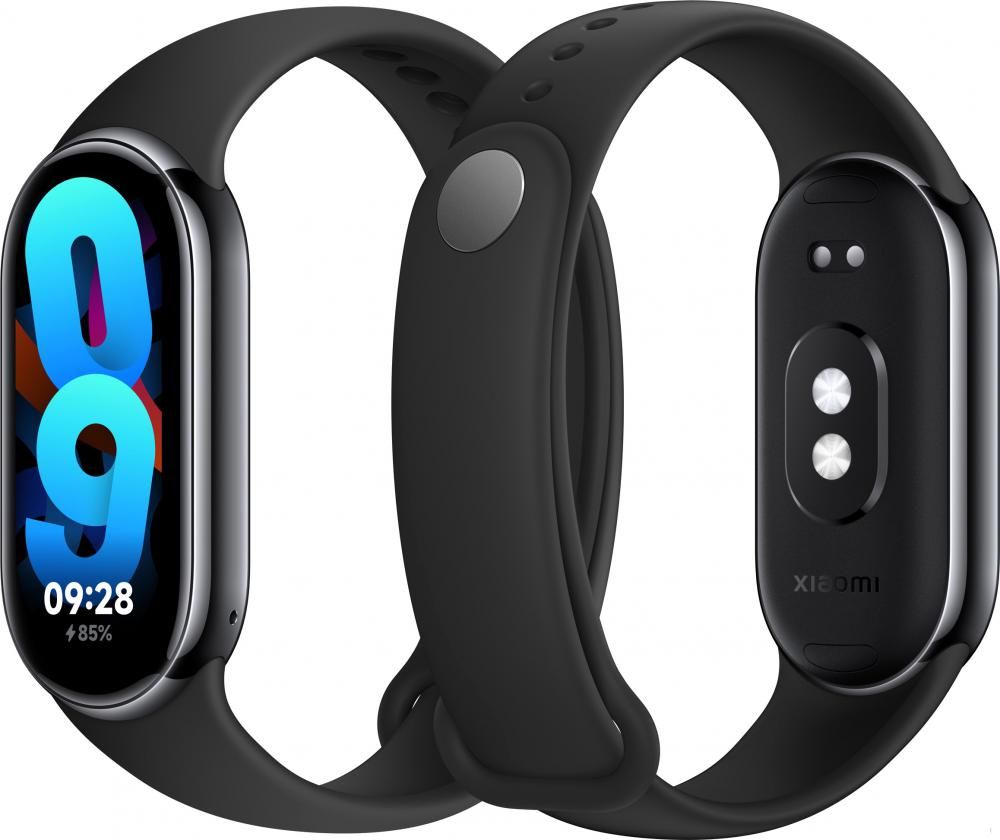 Фитнес-браслет Xiaomi Smart Band 8 (серый, с черным силиконовым ремешком, китайская версия)