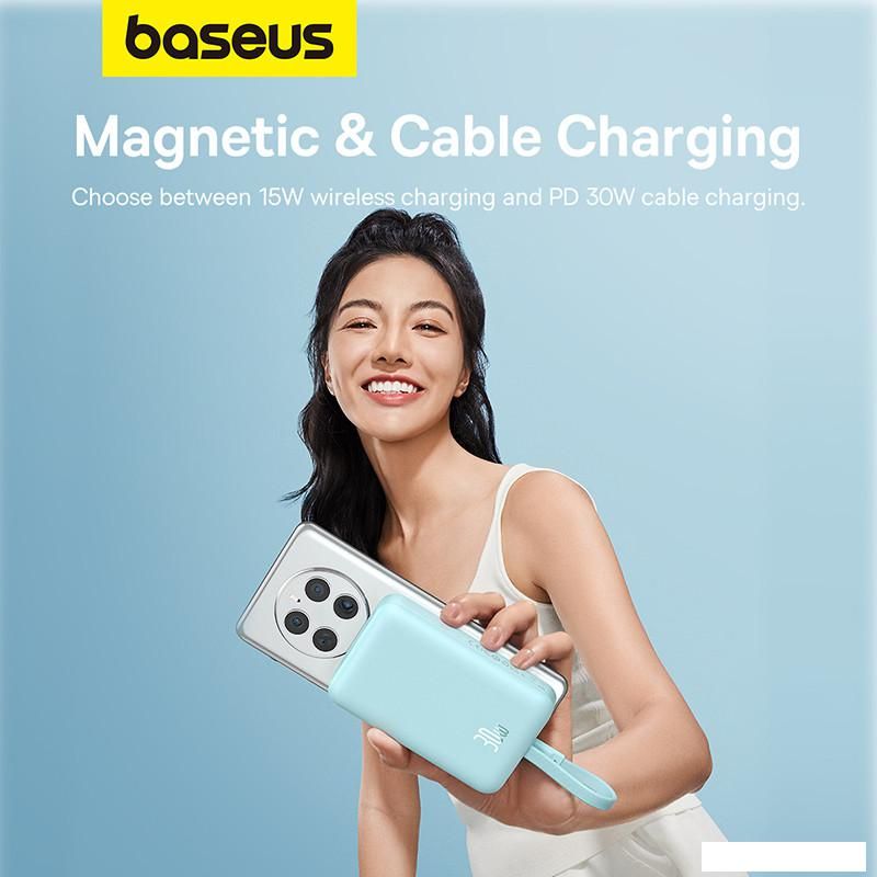 Внешний аккумулятор Baseus Magnetic Fast Charge Power Bank Type-C Edition 30W 10000mAh (мятный)