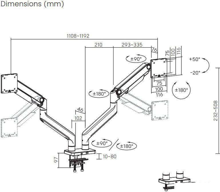 Кронштейн для монитора ErgoSmart Heavy-Duty Spark DBL