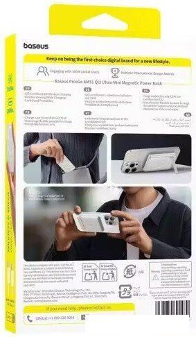 Внешний аккумулятор Baseus PicoGo AM31 Mini Magnetic Power Bank with Stand 20W 5000mAh (титановый)