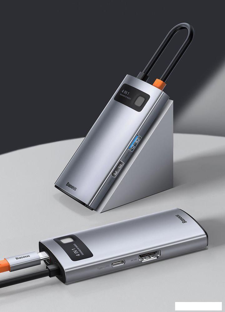 Док-станция Baseus Metal Gleam Series 4 in 1 Multifunctional Type-C CAHUB-CY0G