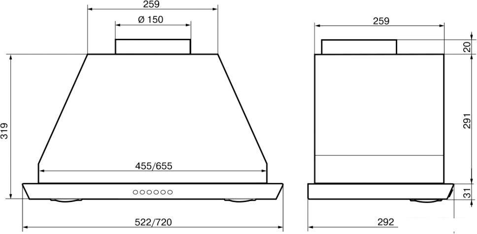 Вытяжки Elikor Врезной блок S4 52Н-700-Э4Д (нержавеющая сталь)