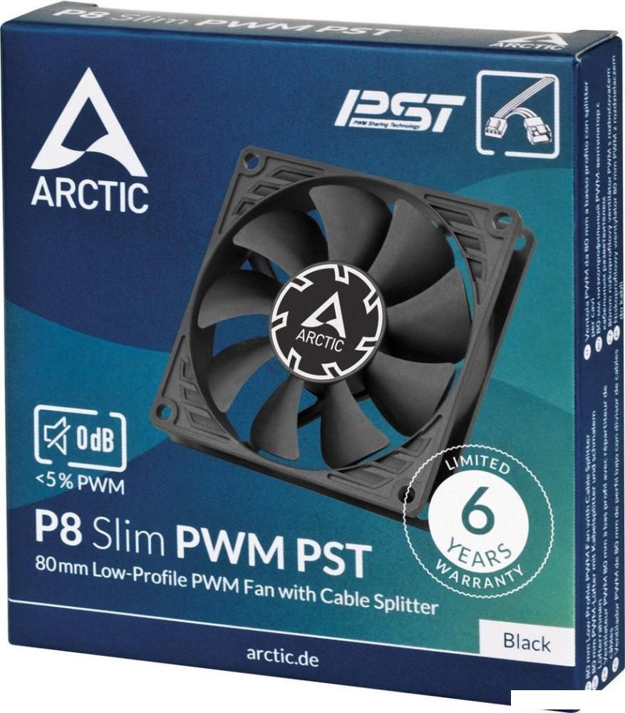 Вентилятор для корпуса Arctic P8 SLIM PWM PST (черный)