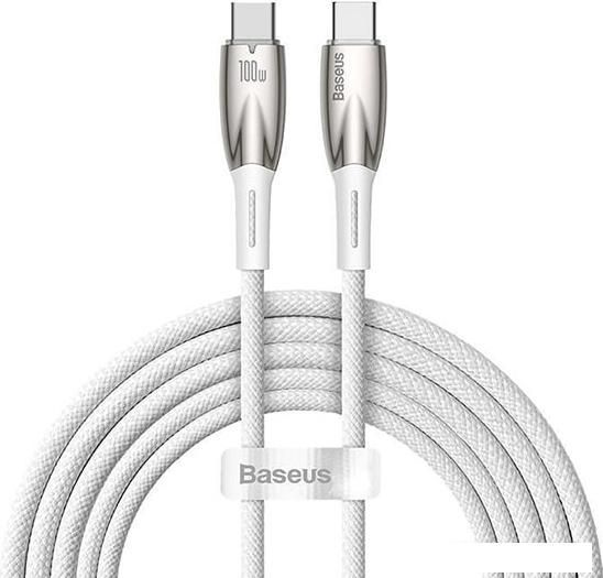 Кабель Baseus Glimmer Series Fast Charging Data Cable USB Type-C - Type-C 100W CADH000702 (1 м, белый)