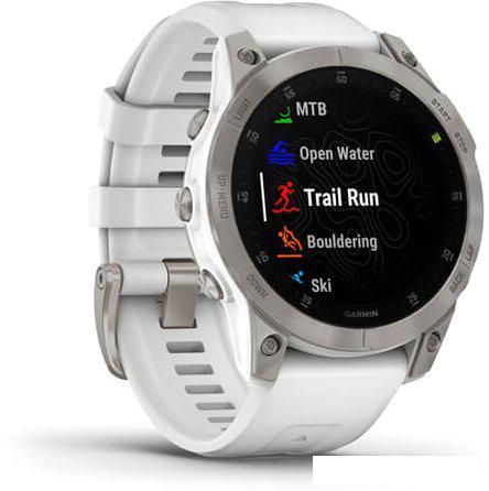 Умные часы Garmin Epix Sapphire Gen 2 (серебристый титан/белый)