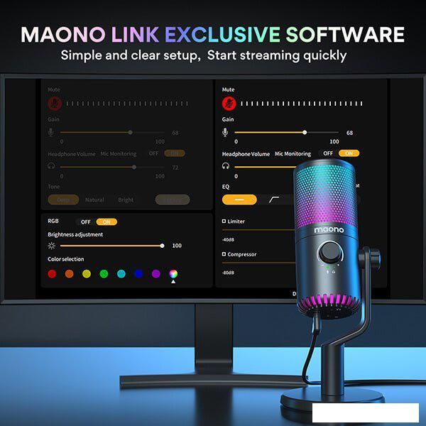 Проводной микрофон Maono DM30 RGB (черный)