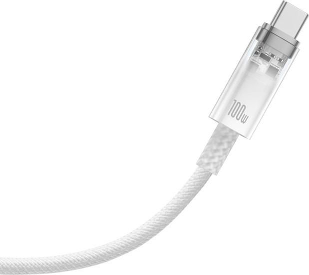 Кабель Baseus Explorer Series Fast Charging Cable Auto Power-Off For Overheating 100W USB Type-C - USB Type-C (1 м, белый)